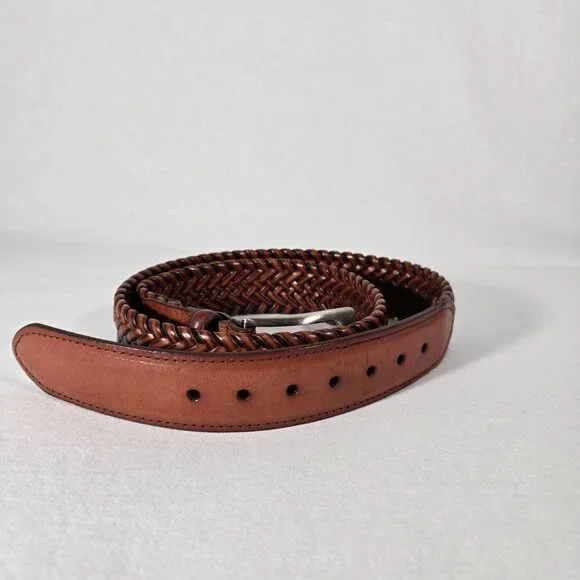 VINTAGE Hipster Western Genuine BROWN Leather Bonded Lacing BELT Men's Size 34. - Picture 3 of 17